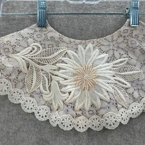 VTG Lace Collar Detachable Floral Embroidered Statement Neckpiece‎